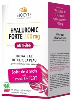 BIOCYTE Hyaluronic Forte 300 mg Anti-Âge - 90 Gélules + 1 Bracelet Offert