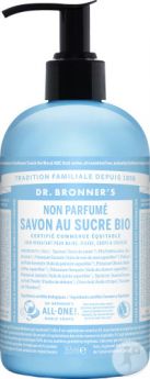 DR BRONNER'S Savon liquide Au Sucre Bio Non parfumé flacon-pompe - 355 ml